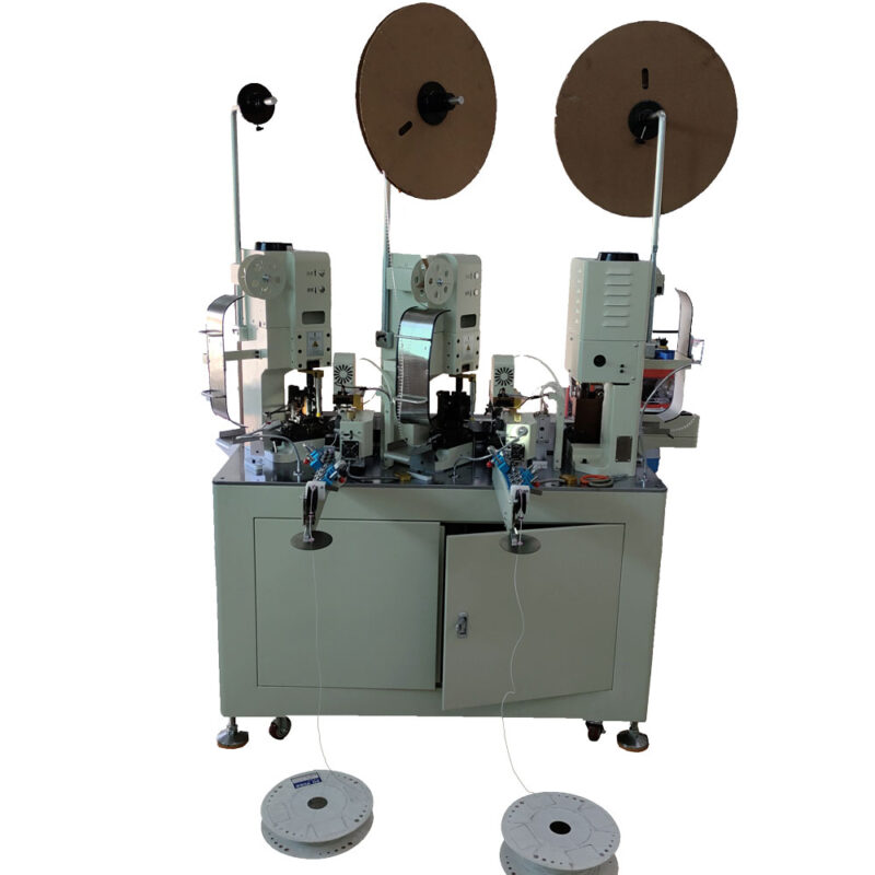 three heads auto cutting stripping terminal crimping machine