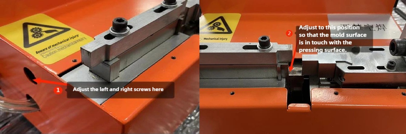 Adjust to this position so that the mold surface is in touch with the pressing surface.