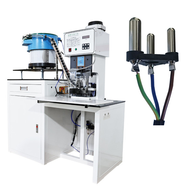 South Africa Small Plug Indian 3pin Plug Crimping Machine with Automatic Vibratory Bowl Feeder