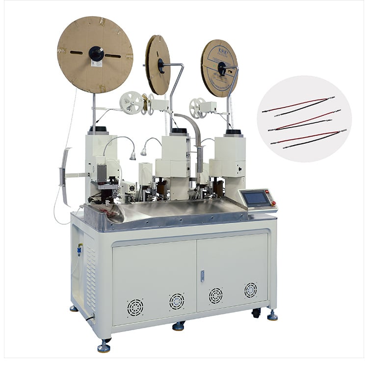 Two Wire Three End Cutting Stripping Terminal Crimping Machine